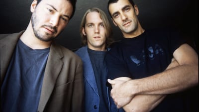 Keanu Reeves, Bret Domrose and Robert Mailhouse of Dogstar. Getty Images