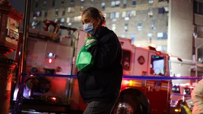 Fire engines at the scene of the blaze on East 181st Street. EPA