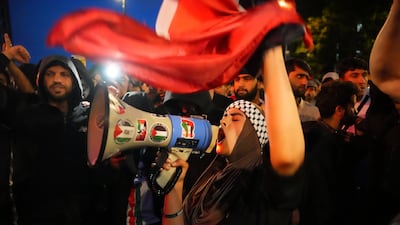 Anti-racism counter protesters chant in Walthamstow. Getty Images