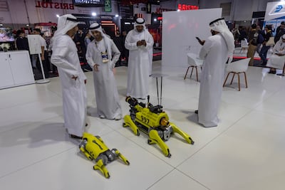 Robot firefighting dogs exhibited at Intersec trade show in Dubai. Antonie Robertson / The National