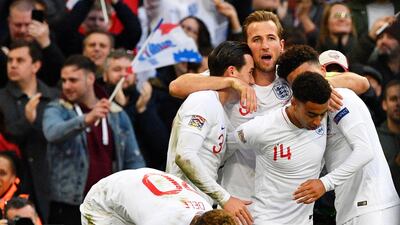 Harry Kane, centre, scored an 85th-minute winner to cap a comeback win for England against Croatia. EPA