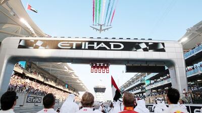 Fly over ahead of the Etihad Airways Abu Dhabi Grand Prix at Yas Marina Circuit in Abu Dhabi on November 29, 2015. (Christopher Pike/The National)