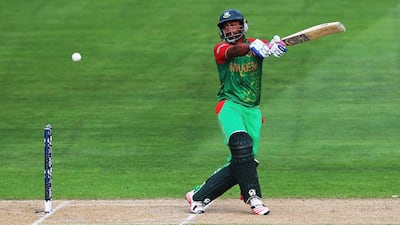 Tamim Iqbal of Bangladesh pulls the ball away for four runs during the 2015 ICC Cricket World Cup match between Bangladesh and Scotland at Saxton Field on March 5, 2015 in Nelson, New Zealand. Photo by Hannah Peters/Getty Images