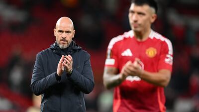 Erik ten Hag after Manchester United's Europa League draw with FC Twente at Old Trafford on September 25, 2024. Getty Images