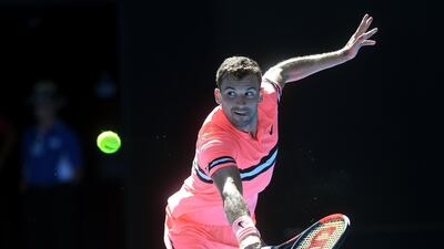 Grigor Dimitrov of Bulgaria in action against Dennis Novak of Austria. Julian Smith / EPA
