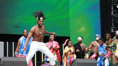 R&B star Usher performs during the event. Getty