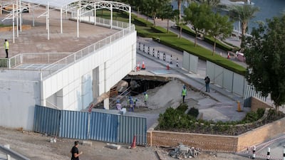 Dorra Bay Tower in Dubai Marina on the JBR side where a car park roof collapsed on Wednesday night. Antonie Robertson / The National