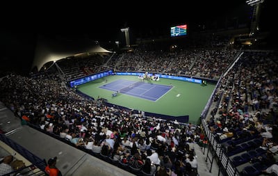 A packed Dubai Tennis Stadium watched Alex Eala's quarter-final. EPA