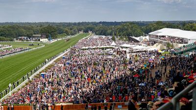 A view of racegoers seen from the Royal Enclosure watching the Royal Procession on day 4 of Royal Ascot at Ascot Racecourse in Ascot, England. Getty Images