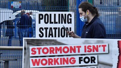 Messages are left outside a polling station on Glen Road in Belfast, Northern Ireland. Reuters
