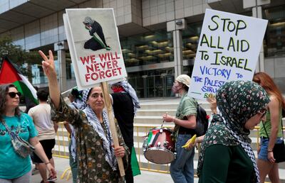 Pro-Palestinian protesters demonstrate against the visit by President Joe Biden to Detroit in May. Reuters