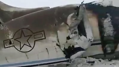 An aircraft that crashed in eastern Afghanistan on Monday, January 27, 2020. Tariq Ghazniwal via AP