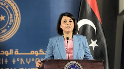 Libya's Foreign Minister Najla El Mangoush is seen during a press conference in Tripoli in May. Getty Images
