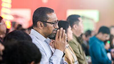 People turned out in force for the church's special outdoor midnight Mass on Christmas Eve.