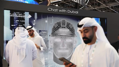 Visitors at Gitex Global in Dubai, where Deloitte presented its report on sustainability. Pawan Singh / The National