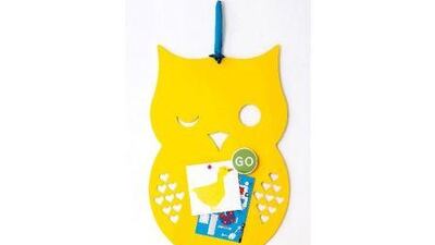 Magnetic owl memo board. Courtesy of Susan Bradley Design