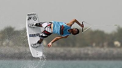 Trevor Hansen competes during the World Wake Series event in Abu Dhabi yesterday.