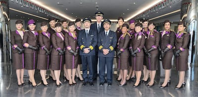 The Etihad crew for the Pope's return flight to Italy