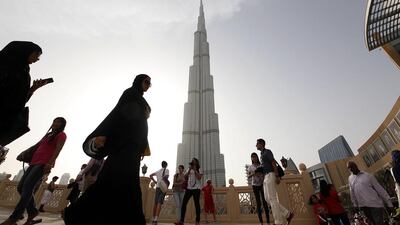 With more than 1.5 million posts on the social media app, the Burj Khalifa tops the list of most Instagrammed buildings in Dubai. Satish Kumar / The National