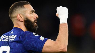 Karim Benzema celebrates his goal. AFP