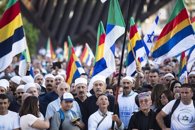 Members of the Druze community protest against the Jewish State Nation Law in Rabin Square on August 4, 2018 in Tel Aviv, Israel. Getty Images