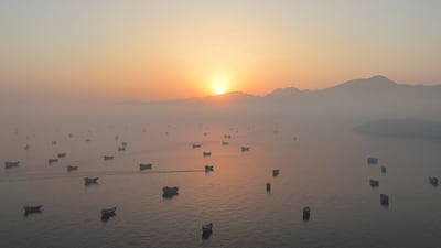 Vessels in the Strait of Hormuz, as seen from Musandam, Oman. Reuters