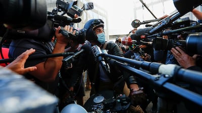 Personal physician of Argentine soccer great Diego Maradona, Dr Leopoldo Luque, speaks to the media. Reuters