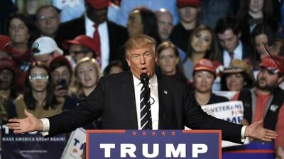 Donald Trump speaks at a campaign rally in Grand Rapids. Paul Sancya / AP Photo