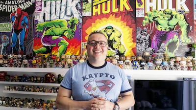Aaron White is a collector who owns more than 600 Funko Pop! models. Reem Mohammed / The National