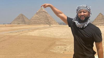 Legend visited the Pyramids of Giza during a recent concert stop in Egypt. Instagram/johnlegend