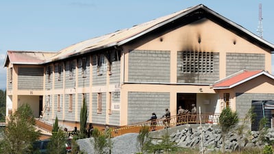 Scorch marks are visible on a dormitory at the Utumishi Girls' Academy Senior School in Gilgil, Kenya, on Thursday after a fire broke out overnight. Reuters