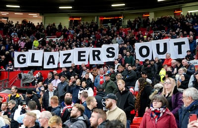 Manchester United fans protest against the Glazer family at Old Trafford. PA