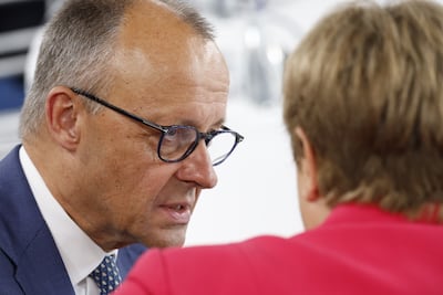 Germany's Chancellor Friedrich Merz said AI technologies should be available to all, but Europe also needs to catch up. EPA