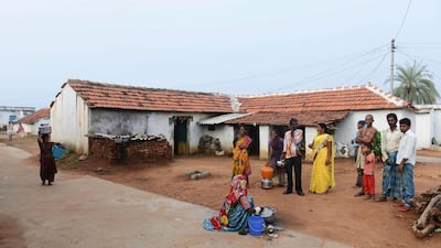 Indian Lambadi tribals gather in the village of Peddakunta. Noah Seelam / AFP