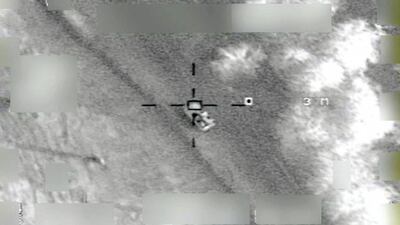 Arab Coalition Forces with the help of the UAE Air Force destroys an Iranian-made unmanned aircraft in Mokha, Yemen (WAM)