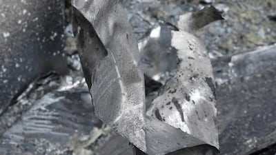Partially burnt steel cladding. Pawan Singh / The National