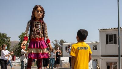 Little Amal in Chios.