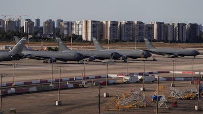 US Air Force tanker aircraft lined up at Ben Gurion International Airport, Israel. Reuters