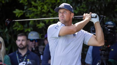 Bryson DeChambeau tees off on the 14th hole during the second round of The Masters. EPA