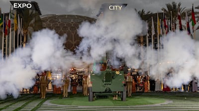 The first iftar cannon of Ramadan 2025 fired by Dubai Police at Expo City. Antonie Robertson/The National