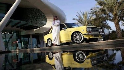 Mubarak Al Mansouri is so impressed with the work that the previous owner carried out on his Datsun Bluebird SSS that he intends to show his car at UAE motoring meets. Silvia Razgova / The National