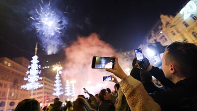 Croats celebrate New Year's Eve in Zagreb's main square. Reuters