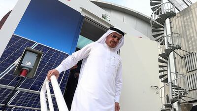 Saeed Al Tayer, the managing director and chief executive of Dubai Electricity and Water Authority, said that programmes such as the Shams Initiative were accelerating and pushing the emirate past its clean energy targets. Satish Kumar / The National