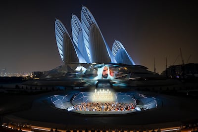 The debut performance of the UAE National Orchestra at the opening of Zayed National Museum. Photo: Ryan Carter / UAE Presidential Court