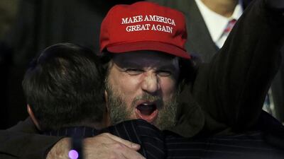 Supporters celebrate as returns come in for Republican U.S. presidential nominee Donald Trump during an election night rally in Manhattan. Mike Segar / Reuters