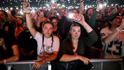 Audience members during the concert. The money the event raises is set to be distributed to Palestinian-led organisations such as Taawon, Palestine Children’s Relief Fund and Palestine Medical Relief Service. WireImage