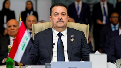 Iraqi Prime Minister Mohammed Shia Al Sudani at the 2025 Arab-Islamic emergency summit in Doha on September 15. AFP