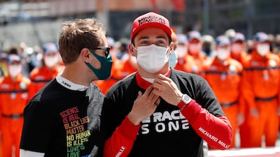 Ferrari driver Charles Leclerc was forced to withdraw due to a mechanical issue. AP