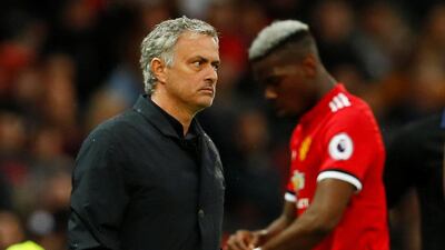 Paul Pogba, right, is among the players who Jose Mourinho will weigh up their future at Manchester United over the summer. Jason Cairnduff / Action Images via Reuters