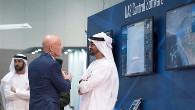 Sheikh Mohammed visits the Lockheed Martin stand.